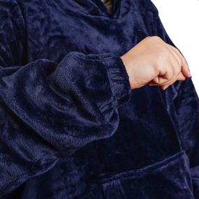 img 1 attached to 🧥 Softan Flannel Fleece Hoodie Blanket Sweatshirt: Super Soft, Warm, and Cozy Giant Hoody with Large Front Pocket - Navy