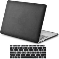 🖥️ ricnus laptop case compatible for macbook air 13 inch (touch id) 2020/2019/2018 release - black leather hard shell cover logo