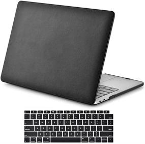 img 4 attached to 🖥️ RICNUS Laptop Case Compatible for MacBook Air 13 Inch (Touch ID) 2020/2019/2018 Release - Black Leather Hard Shell Cover