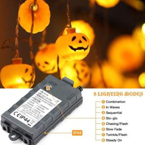 img 2 attached to 🎃 Quntis 11.5Ft 20 Orange LED Pumpkin Lights - Thanksgiving Decorations Fairy Lights, Battery Operated Halloween String Lights with 8 Modes for Outdoor & Indoor Party Christmas Decorations