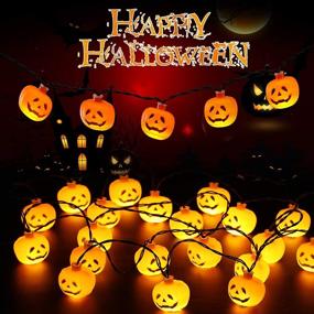 img 4 attached to 🎃 Quntis 11.5Ft 20 Orange LED Pumpkin Lights - Thanksgiving Decorations Fairy Lights, Battery Operated Halloween String Lights with 8 Modes for Outdoor & Indoor Party Christmas Decorations