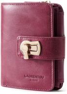 laorentou genuine leather trifold purple2 women's handbags & wallets in wallets logo