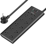 🔌 fdtek power strip surge protector with 10 outlets, 3 usb ports, and overload protection - 6 ft flat plug extension cord for home office hotel logo