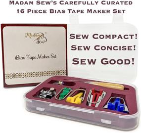 img 1 attached to 🧵 Madam Sew Bias Tape Maker Kit – Adjustable Binding Presser Foot, 4 Bias Tape Makers, Quilt Awl, and 10 Bead Head Pins – Compatible with Brother, Janome, and Low Shank Sewing Machines for Quilting and Sewing