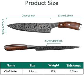 img 3 attached to 🔪 FineTool 8-inch Professional Chef's Knife - Japanese 7Cr17 Stainless Steel Vegetable Cleaver with Pakkawood Handle | Sharpest Cooking Knives for Home Kitchen and Restaurant Use