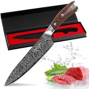 img 4 attached to 🔪 FineTool 8-inch Professional Chef's Knife - Japanese 7Cr17 Stainless Steel Vegetable Cleaver with Pakkawood Handle | Sharpest Cooking Knives for Home Kitchen and Restaurant Use