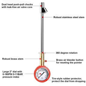 img 2 attached to 🚦 CZC AUTO Точный механический манометр для измерения давления в шинах: Прочная двойная головка для грузовых автомобилей, автобусов, мотоциклов, велосипедов - 0-160PSI, 0-11bar.
