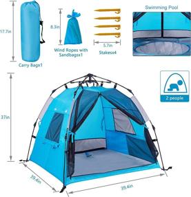 img 3 attached to 👶 SHDIBA Portable Baby Beach Tent with Pool, Instant Sun Shelter Canopy for Outdoor Activities – Easy Setup & Carry Bag included for Travel, Fishing, Camping, Hiking