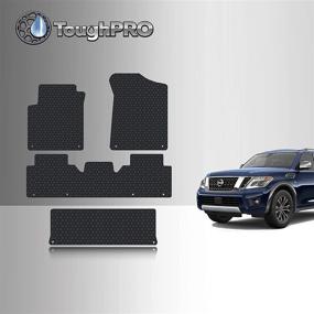 img 4 attached to 🚗 ToughPro All-Weather Floor Mat Accessories Set with 3rd Row - Compatible with Nissan Armada - Heavy Duty Black Rubber - 2017-2021