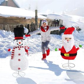 img 2 attached to 🎅 Pop Up Christmas Decorations Set - 2 Collapsible Snowman & Santa, 3.0FT & 2.6FT, Indoor/Outdoor LED Lights, Fluffy Foldable Design, Plug-in Power, Holiday Display for Xmas Yard Decor & Gifts