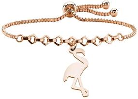 img 4 attached to 🦩 AKTAP Flamingo Gifts - Adjustable Flamingo Bracelet with Charm, Ideal for Flamingo Lovers; Link Bangle Flamingo Lover's Gift