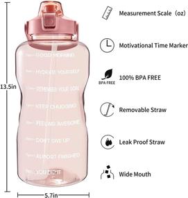 img 3 attached to 💧 EYQ 1 Gallon/128 oz Water Bottle with Time Marker, Carry Strap and Motivational Quote, Leak-Proof Tritan BPA-Free, Ensuring Sufficient Hydration for Fitness, Gym, Camping, Sports (Clear Rose Pink)