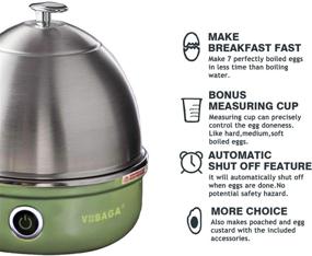 img 3 attached to VOBAGA Electric Egg Cooker, Rapid Egg Boiler with Auto Shut Off - Soft, Medium, Hard Boiled, Poached, Steamed Eggs, Vegetables and Dumplings - Stainless Steel Tray, 7-Egg Capacity - Retro Green