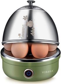 img 4 attached to VOBAGA Electric Egg Cooker, Rapid Egg Boiler with Auto Shut Off - Soft, Medium, Hard Boiled, Poached, Steamed Eggs, Vegetables and Dumplings - Stainless Steel Tray, 7-Egg Capacity - Retro Green