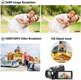 img 3 attached to 📷 Premium Aasonida Video Camera Camcorder: FHD 1080P 30FPS 24MP, YouTube Vlogging, 3.0 Inch 270° Rotation Screen, Mic & Remote- 2 Batteries