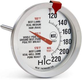 img 3 attached to 🌡️ HIC Roasting Thermometer: Accurate Meat Poultry Ham Turkey Grill Thermometer with Large Easy-Read Face, Oven Safe, Stainless Steel Stem and Housing