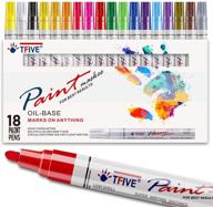 🎨 vibrant oil-based paint pens - fade-proof and quick drying - 18 color waterproof marker set for rock painting, ceramic, wood, fabric, plastic, and more! logo
