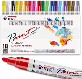 img 4 attached to 🎨 Vibrant Oil-Based Paint Pens - Fade-Proof and Quick Drying - 18 Color Waterproof Marker Set for Rock Painting, Ceramic, Wood, Fabric, Plastic, and More!