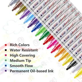 img 3 attached to 🎨 Vibrant Oil-Based Paint Pens - Fade-Proof and Quick Drying - 18 Color Waterproof Marker Set for Rock Painting, Ceramic, Wood, Fabric, Plastic, and More!