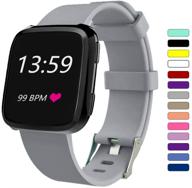 viniki bands compatible with fitbit versa/versa 2/se slim soft water proof fitness straps for women men (grey logo