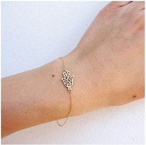 img 4 attached to 🧿 Dainty Gold Hamsa Hand Chain Bracelet - Elegant Charm Jewelry Gift for Women and Girls