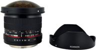 📷 rokinon hd8m-c 8mm f/3.5 hd fisheye lens with removable hood for canon dslr: the ultimate creative tool for expansive and distorted photography - fixed-non-zoom lens, black logo