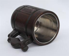 img 2 attached to 🪵 Exquisite Handmade Wood Mug 20 oz Stainless Steel Cup: Carved Natural Beer Stein with Old-Fashioned Charm - Wood Carving Beer Mug Wooden Beer Tankard Capacity 20 oz (600ml) | Perfect Christmas Gift Idea