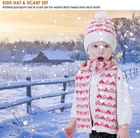 img 1 attached to DERCLIVE Children Hat Scarf Set Winter Knitted Hat Neck Warmer for 1-4 Years Old Kids - White Base