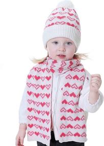 img 4 attached to DERCLIVE Children Hat Scarf Set Winter Knitted Hat Neck Warmer for 1-4 Years Old Kids - White Base