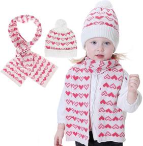 img 3 attached to DERCLIVE Children Hat Scarf Set Winter Knitted Hat Neck Warmer for 1-4 Years Old Kids - White Base