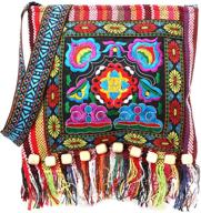 👜 прекрасная винтажная этническая племенная вышитая сумка с кисточкой через плечо: стильный аксессуар в бохо-хиппи-стиле логотип