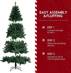 img 1 attached to 🎄 Premium 7.5ft Unlit Artificial Christmas Tree - Easy Assembly with 1,400 Branch Tips, Foldable Design, and Sturdy Metal Stand for Indoor/Outdoor Holiday Decorating