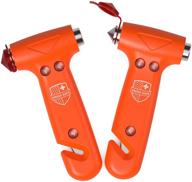 🔨 swiss safe 5-in-1 car safety hammer: unbeatable emergency escape tool, window breaker, seatbelt cutter - orange (2 pack) logo