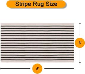 img 3 attached to 🏠 Коврик на вход KIMODE 3x5 футов, ручной ткачества, из хлопка с полосами - черно-белый наружный ковер, стиральная машина с тканым изделием для дома и улицы, для входной двери, фермы, веранды, гостиной комнаты, приветственного коврика.