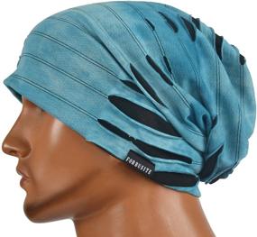 img 1 attached to Jesse Rena Men's Stylish Striped 🧢 Lightweight Slouch Summer Beanie Skull Cap Hat