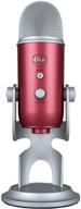 🎤 renewed steel red blue yeti usb microphone for recording and streaming on pc and mac logo