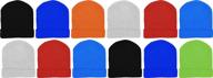 12 pack kids winter beanies - warm hats for boys and girls, ideal for cold weather logo