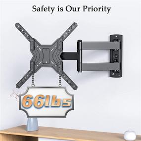 img 3 attached to 📺 ERGO-INNOVATE TV Wall Mount: Full Motion Bracket for 23-55 Inch TVs, Swivel Articulating Arm, Single Stud Corner Mount, Max VESA 400x400mm, Up to 66lbs