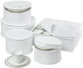 img 1 attached to Honey-Can-Do Dinnerware Storage Set, 5-Piece, White - SFT-01630