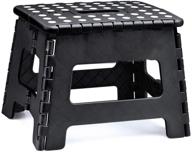 efaily folding step stool with handle - 11 inches wide for kitchen, bedroom, bathroom - ideal for kids and adults - black logo