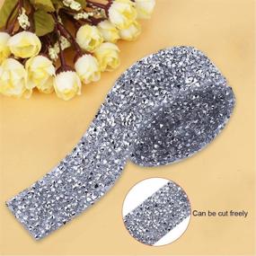 img 1 attached to ✨ TOPINCN Sparkling Silver Rhinestone Ribbon Mesh Wrap Roll - 1 Yard, 3cm Width - Bling Arts Crafts Event Decorations (Silver Crystal)