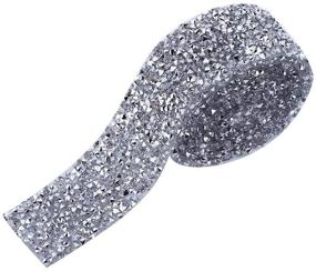 img 4 attached to ✨ TOPINCN Sparkling Silver Rhinestone Ribbon Mesh Wrap Roll - 1 Yard, 3cm Width - Bling Arts Crafts Event Decorations (Silver Crystal)