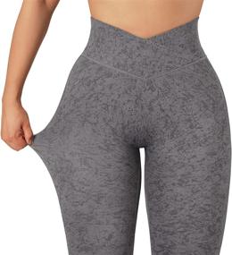 img 3 attached to RUUHEE Women's V-Cross Waist Scrunch Smile Contour High Waist Leggings with Pockets for Yoga and Active Wear