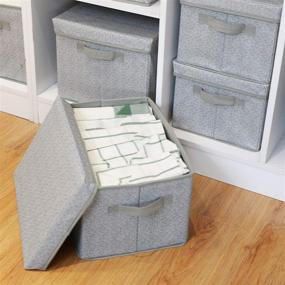 img 1 attached to Organize with Ease: GRANNY SAYS 3-Pack Gray Storage Bins with Lids for Large Storage and Closet Organization