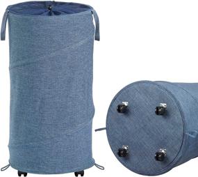 img 4 attached to 🧺 Convenient Laundry Basket with Wheels: Large Rolling Laundry Hamper for 72L Loads, College Dorm, and More (Blue)