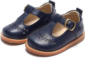 img 4 attached to 💃 Girls' School Uniform Shoes: THEE BRON T-Strap Toddler/Little Girls' Footwear