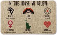 inclusive, empowering, and stylish: artoid mode 'in this house we believe' doormat - perfect for every season, lgbtq+ support, science enthusiasts, feminists, and kind-hearted humans - low-profile, indoor/outdoor, 17 x 29 inches логотип
