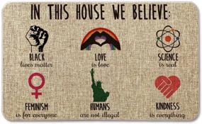 img 4 attached to Inclusive, Empowering, and Stylish: Artoid Mode 'In This House We Believe' Doormat - Perfect for Every Season, LGBTQ+ Support, Science Enthusiasts, Feminists, and Kind-hearted Humans - Low-Profile, Indoor/Outdoor, 17 x 29 Inches