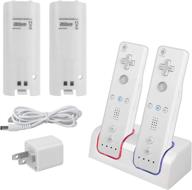 🔌 kulannder wii remote battery charger + usb wall charger + extended cord | dual charging station dock with two rechargeable batteries | increased capacity for wii/wii u game remote controller (white) logo
