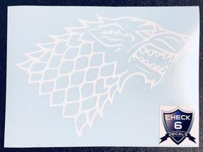 img 1 attached to 🐺 White Game of Thrones Stark Wolf Poster - 7x5 Inches - Exclusive Collectible"